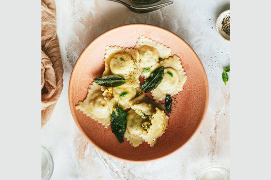 Vegan Tofu Basil Ricotta Ravioli
